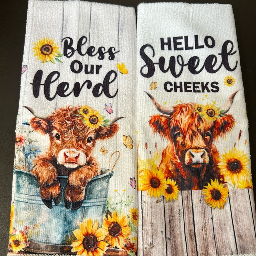 Farmhouse Highland Cow Kitchen Towels